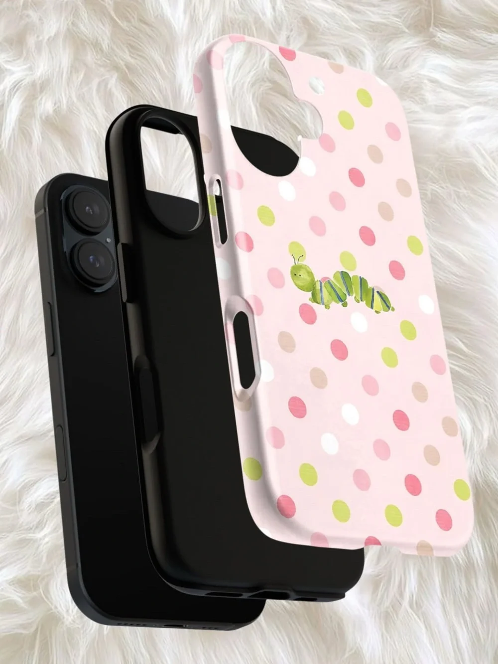 Pink Polka Dot Caterpillar Reptile-Themed Phone Case
